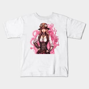 Pink Steampunk Girl Kids T-Shirt